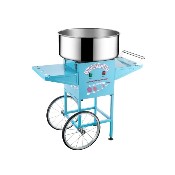 Great Northern Popcorn Cotton Candy Machine and Cart, Flufftastic Floss Maker, Stainless Steel Pan, 2 Side Trays, 13" Wheels 788731NXA - main